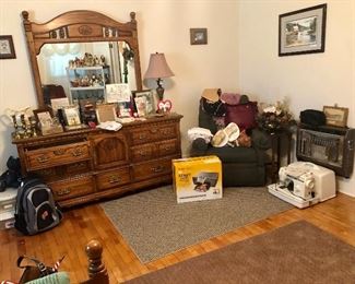 Stanley dresser with mirror, La-Z-Boy rocker, Singer 4832C electric sewing machine and more