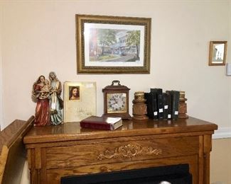 Nativity, Bibles, John Kollock print, bookends...