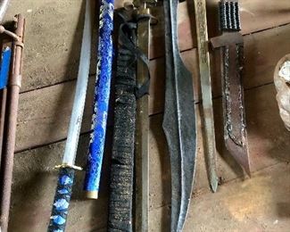 Home made and store brought knifes and swords