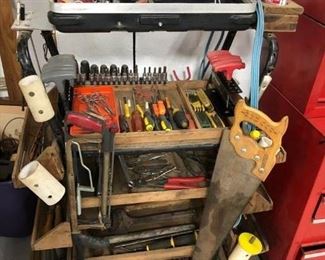 Rolling tool cart with tools