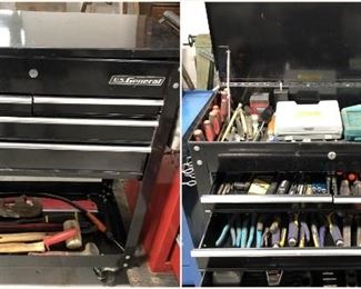 US General 4 drawer rolling toolbox with tools