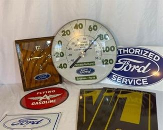 Ford Clocks and Other Metal Signs