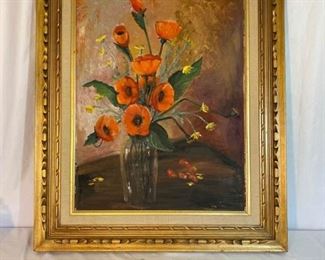 Large Original Oil Painting of Pansies