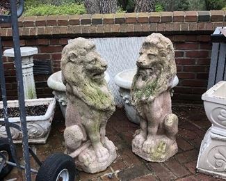 Pair cast stone lions $500 pair
