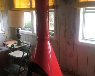 1969's Beautiful Mid Century Modern, MCM, Wood burning Cone Shaped Fireplace--maybe Majestic. Mod to the Max--enameled Red--Rare in this condition!