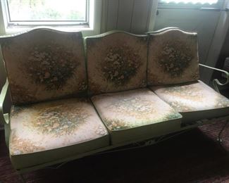 Cushioned Wrought Iron Patio Couch