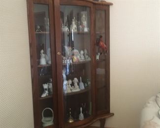 Unique Corner Curio Cabinet--Cute Collectable Contents too!