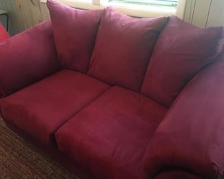 Plush Super Comfortable Burgundy Love Seat! Future generations may rely on this item . . . ?
