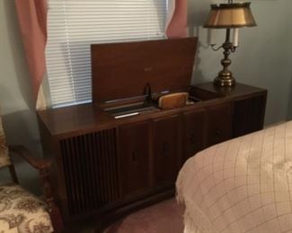 Mid century record player cabinet by Zenith -working condition  58"L x 16 1/2"D x 28"T    $175