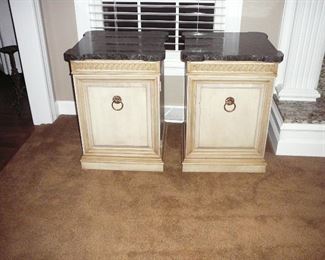 2 faux marble top end or lamp tables 