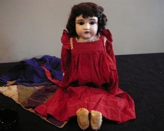 Kester doll with original dress and booties - coat and quilt 