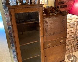 Antique Oak Side by Side Secretary