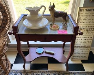 Antique dry sink with marble top