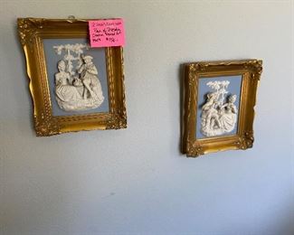 Pair of Dresden framed art