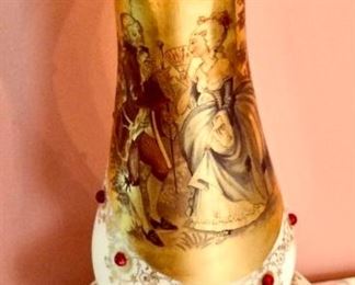 Magnificent tall antique vase with gold and "ruby"!