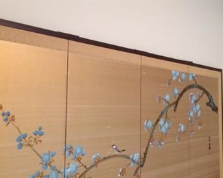 Gorgeous  Japanese Screen with blue flowers!