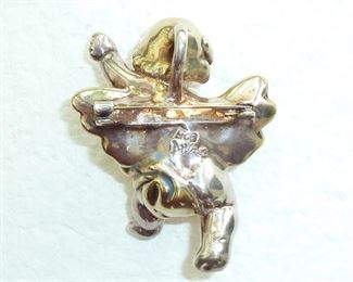 Backside of the Bat Ami Sterling cherub.  Can be pin or pendant.  $135