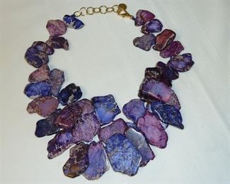 Designer Signed NEST necklace with gorgeous purple stones.  Statement piece! $235