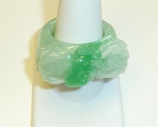 Stunning carved Jade ring.  Size 11.  $325