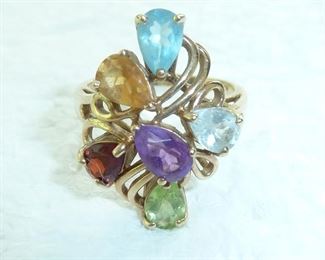 10k gold and gemstone ring.  Size 6.  Weighs 3.8g.  $125