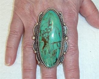Unbelievably huge awesome old Turquoise ring that is 2 3/4" tall!  $485