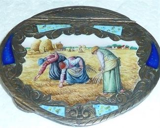 Vintage enameled silver compact marked 800.  Excellent condition.  3.25 inches wide.  $295