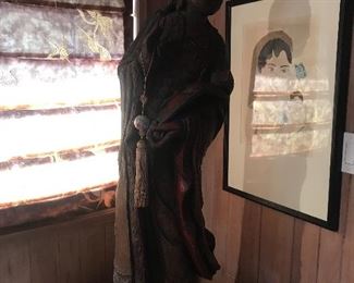 Large antique carved Guanyin 