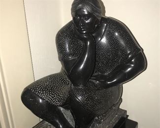 Signed Castaneda marble seated woman 