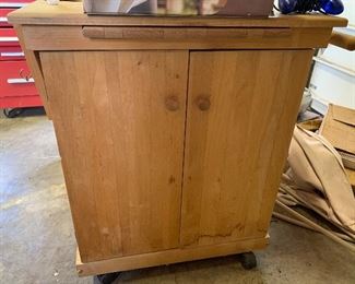 Oak kitchen island on wheels