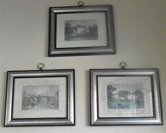3 small framed antique prints. $35