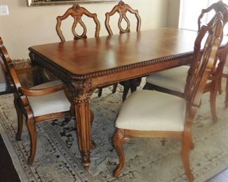 50% OFF. Dining table with 6 chairs, 2 leaves. Excellent condition. $800