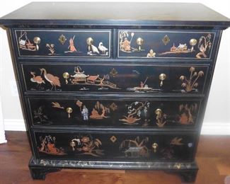50% OFF   Sherrill Chinoiserie motif 5 drawer chest. 39" wide, 38" high, 19" deep. Beautiful! $450