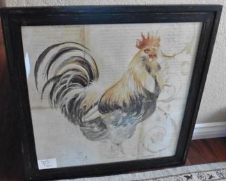 Framed rooster print. $35