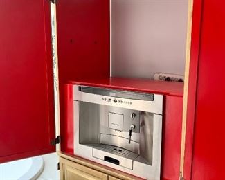 Espresso machine inside the cabinet. 76” tall x 33.5” wide x 22.5” deep