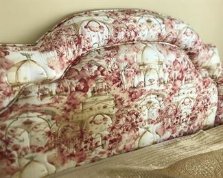 There are lined drapes & a king size bed skirt that match this headboard.