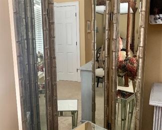 Tri-fold mirror & small mirrored side table