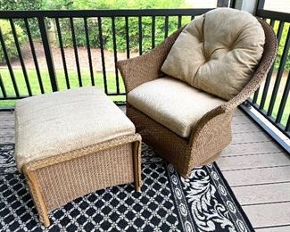 Swivel wicker rocker & ottoman