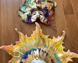 2 large handmade Italian papier-mâché masks