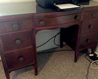Vintage 1930s Vanity w/glass top and dovetail drawers Makes a Great Writing Desk 48"W x 18"D x 29.5"H w/glass top   $150  