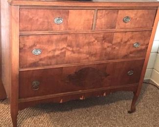 Vintage Solid Wood Dresser w/Dovetail Drawers  and Wood Wheels 40"W x 19"D x 36"H    $90   NEW PRICE