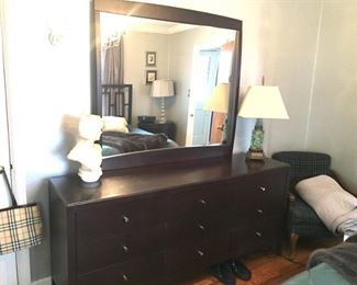 Nine Drawer Dresser 72"W x 18"D x 32"H  w/Mirror Solid Wood 48"W x 46"H  (Marshall Fields)                   
$220  NEW PRICE