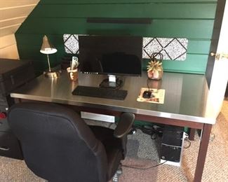 Sturdy Metal Top/Wood Table/Desk - 60"W x 30"D x 28"H   can be used for many different purposes $75,            