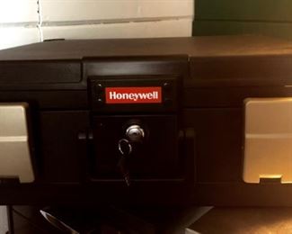 Honeywell Molded Fire /Water Chest/Safe Model 1104  - 0.39 cuft - up to 1 Hour UL Fire Protection (up to 1700°F) - Two Compression Latches and Waterproof Seal keeps contents dry for 24 hours - Convenient Carry Handle
Fits Letter, A4 and Legal Size Documents Flat.  $45