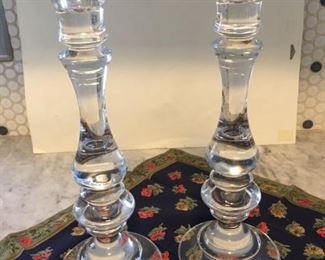 Pair of Miller Rogaska 'Weston' 11" Vintage Glass Candle Sticks $60 