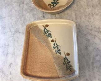 Bread Hors Doeuvre Plate and Dip Bowl  Handmade Pottery from Stegall Pottery  Erwin TN   $30 for pair