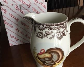 Spode Thanksgiving Series Turkey Pitcher New in Box goes with set