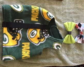 Green Bay Dog Coat for small dog SOLD                            Dog Bow Ties $7