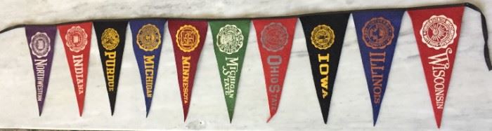 The BIG 10 - Vintage Mini Pennant Set of all 10 Original Teams 40" long Very Good Condition $65
