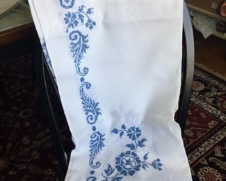 Beautiful Linen Tablecloth with Fabulous Hand Embroidery 64"x120"  $25