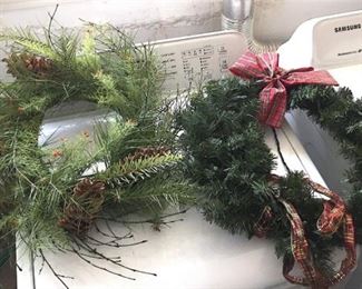 Christmas Wreaths set of 2 Right one lights up $10